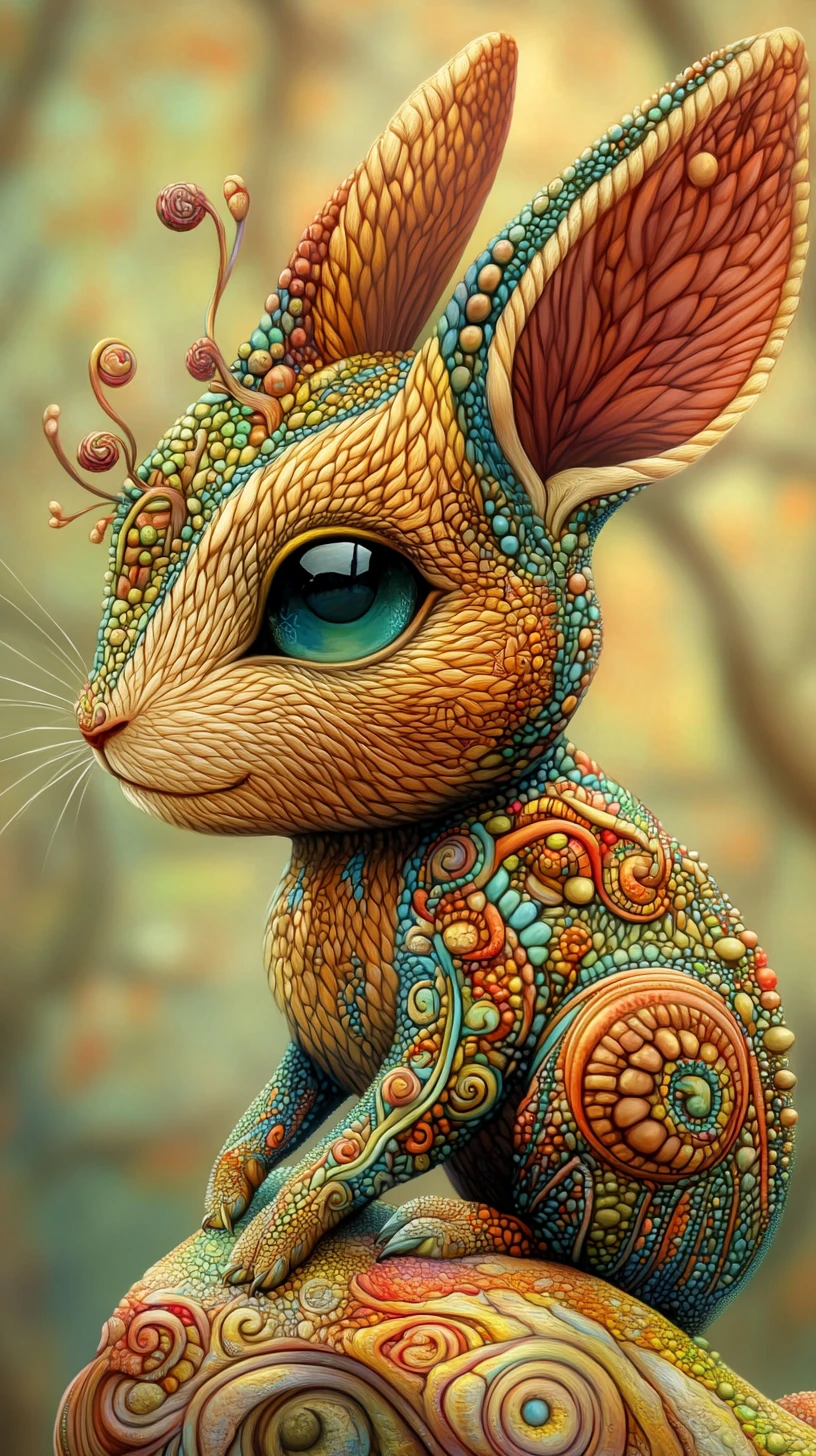 Whimsical Fantasy Creature In A Colorful Dreamscape