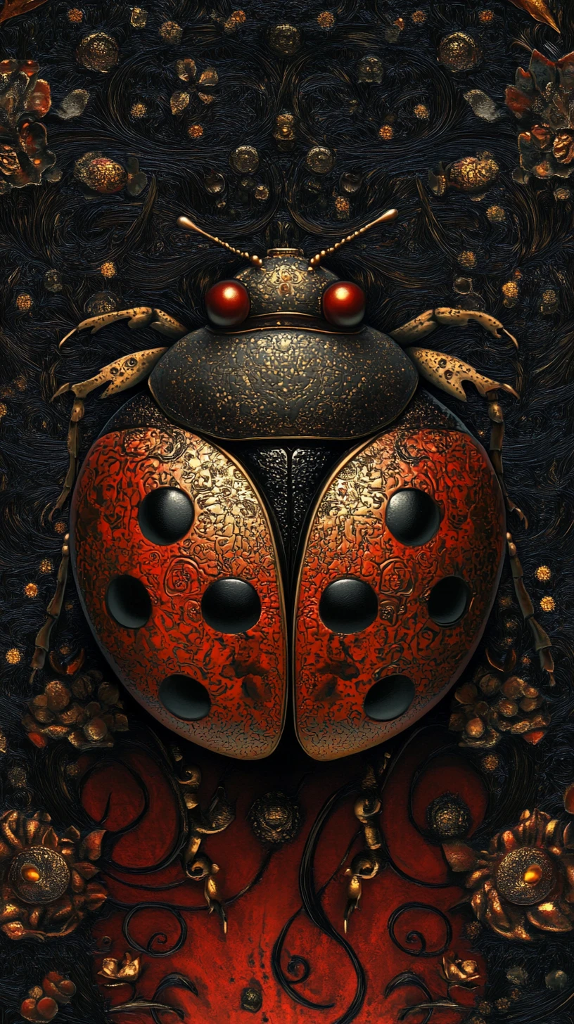Surrealer Marienkäfer aus einem dunklen, verdrehten Reich