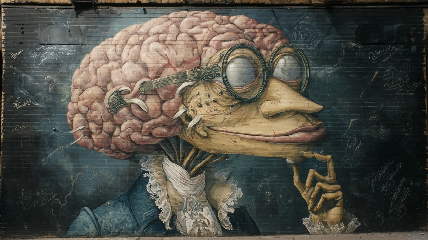 Dapper brain gentleman walking through dark London alley