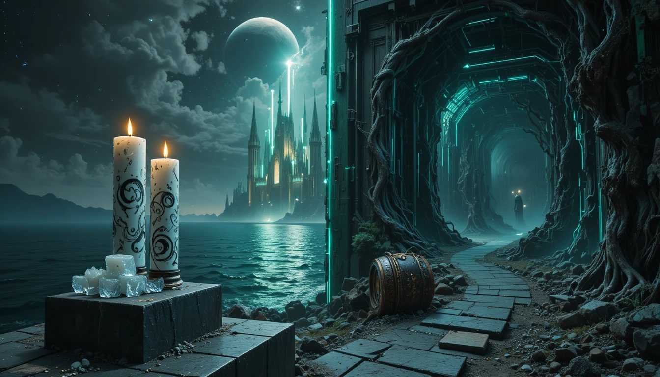 Scena di ponte sull’oceano in lunga esposizione con riflesso di cielo drammatico