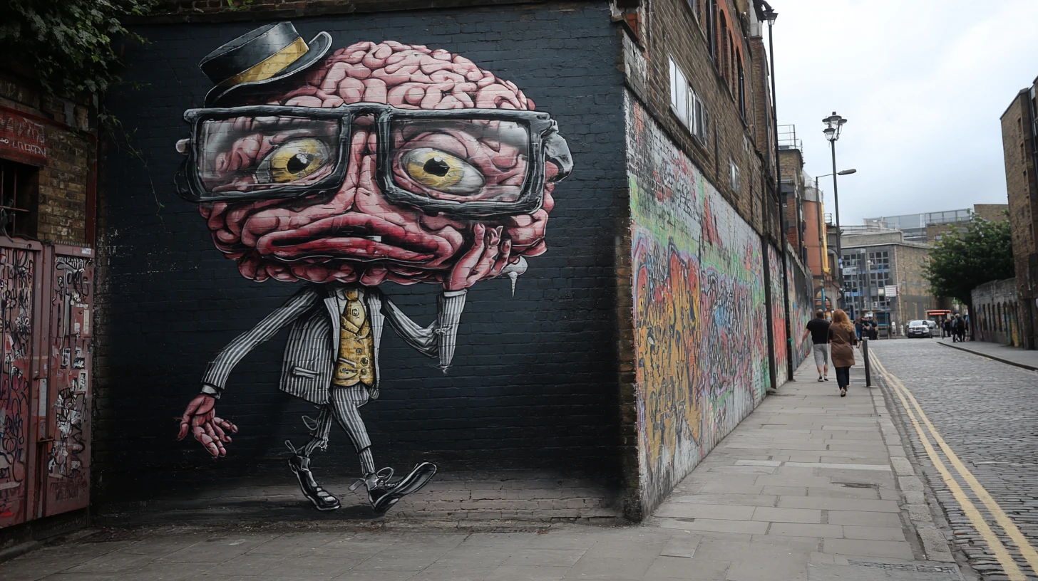 Dapper Brain Gentleman Walking Through Dark Old London