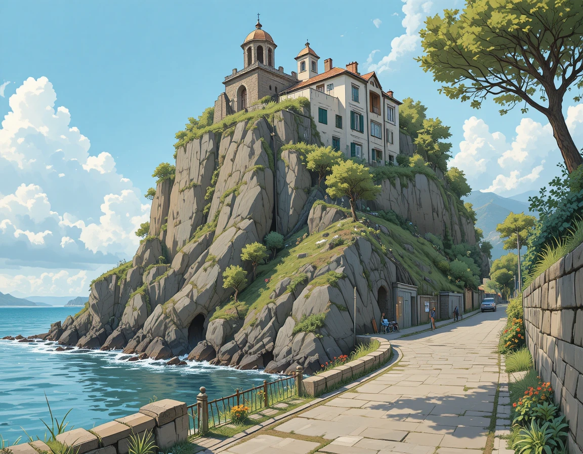Piccolo ruscello che passa sotto una tranquilla strada di paese