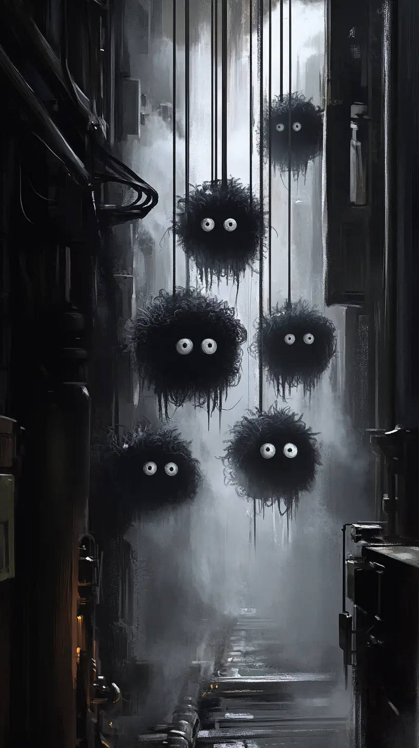Small supernatural creatures working in a foggy boiler room