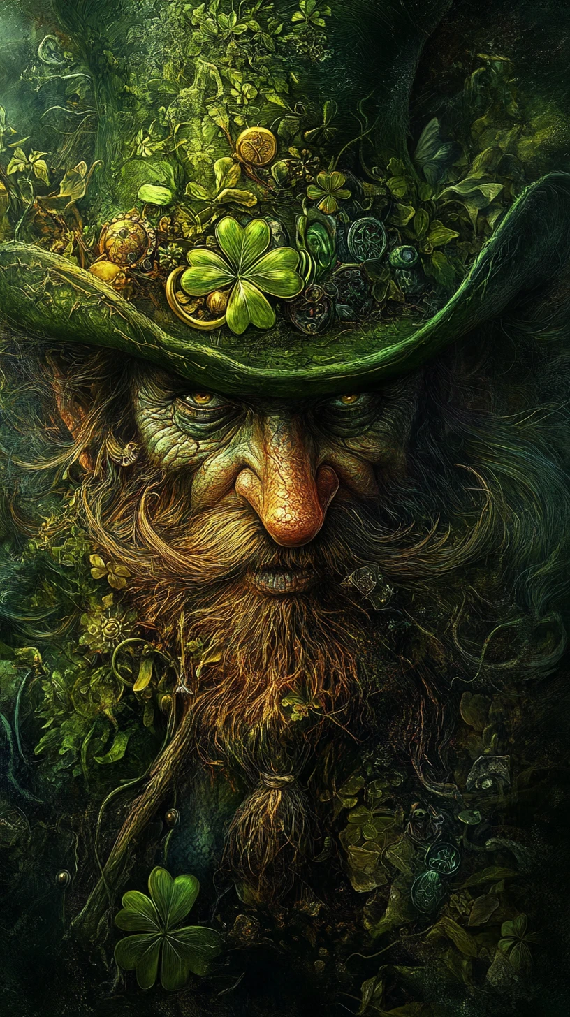 Leprechaun surreal em uma ilusão sombria de fantasia de conto de fadas