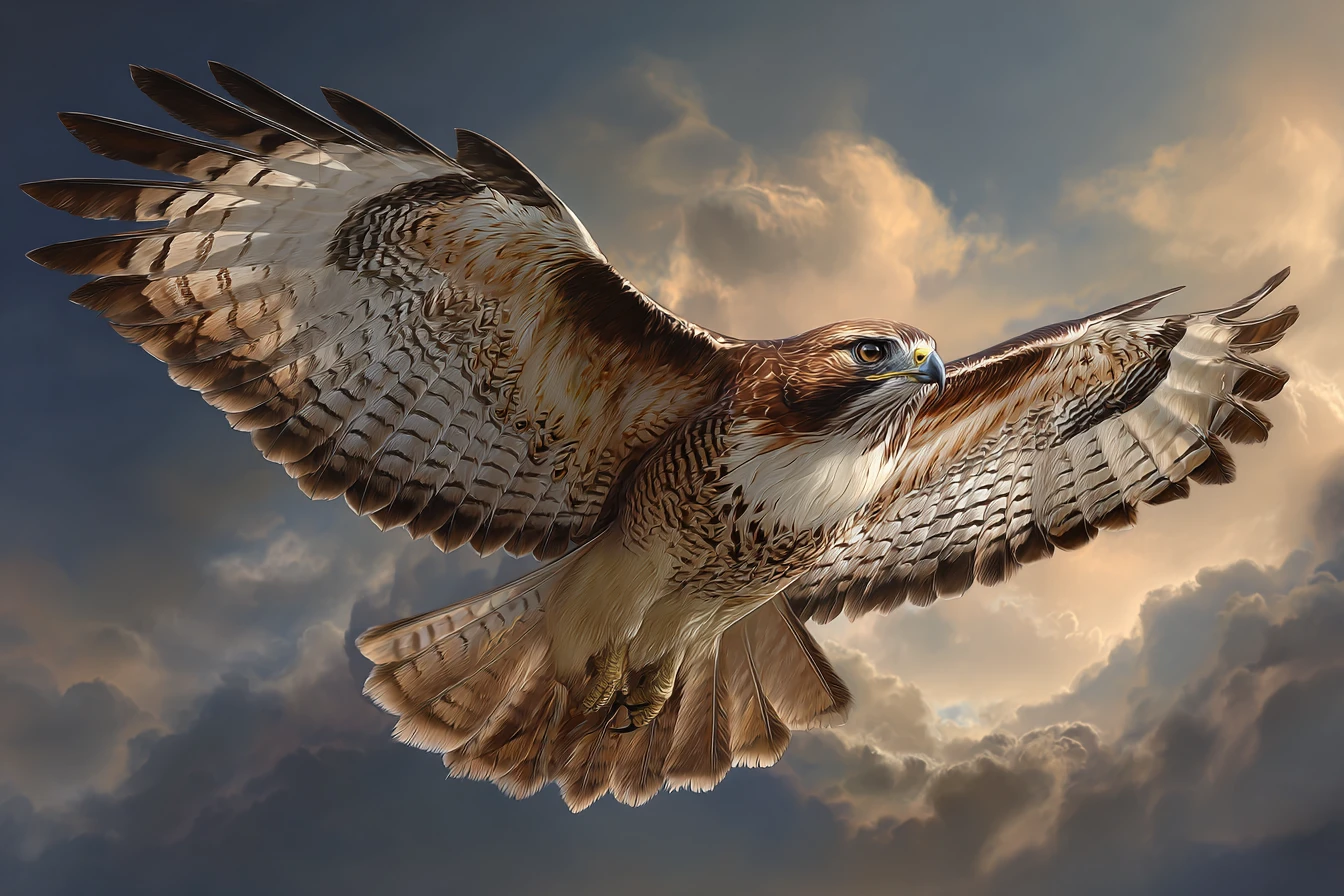 Majestic Bird Of Prey Soaring Across A Dramatic Sky