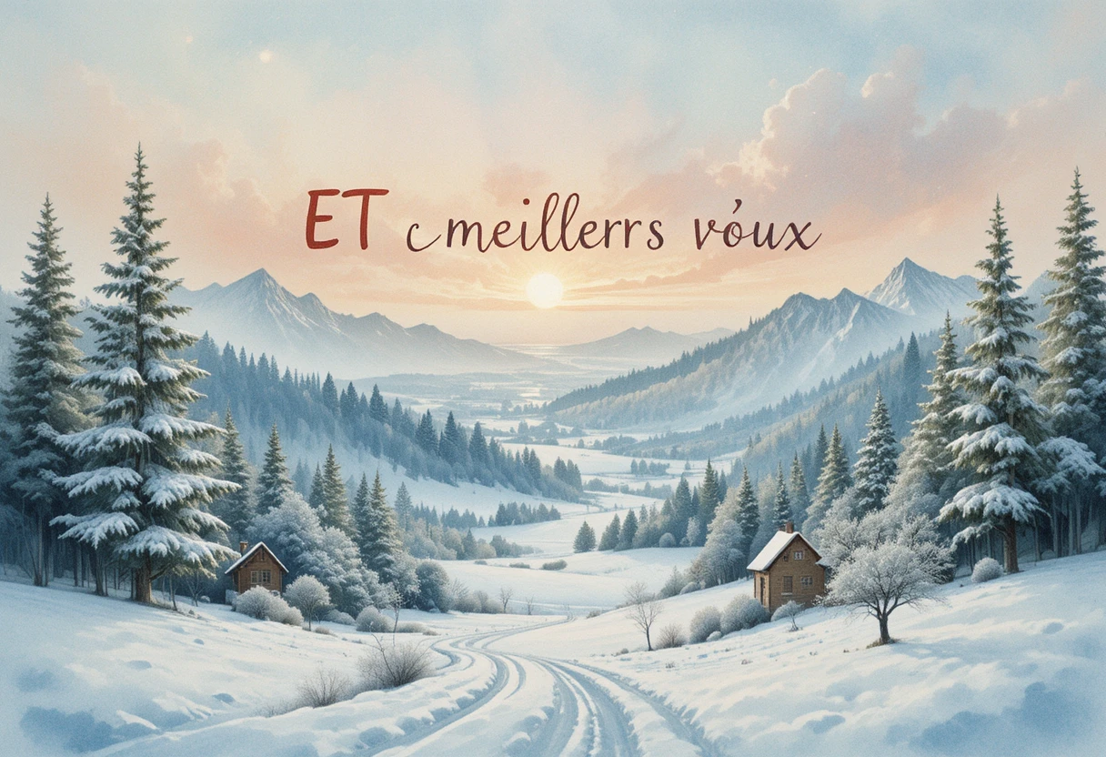 Vector greeting card with snowy landscape for 2026 wishes