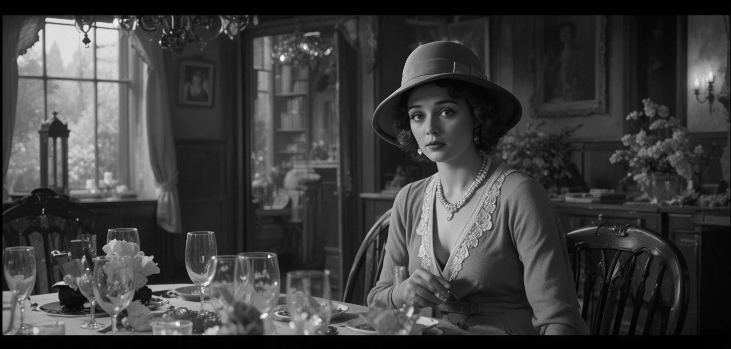 Mujer elegante en una fiesta de casa de campo en Inglaterra en 1925
