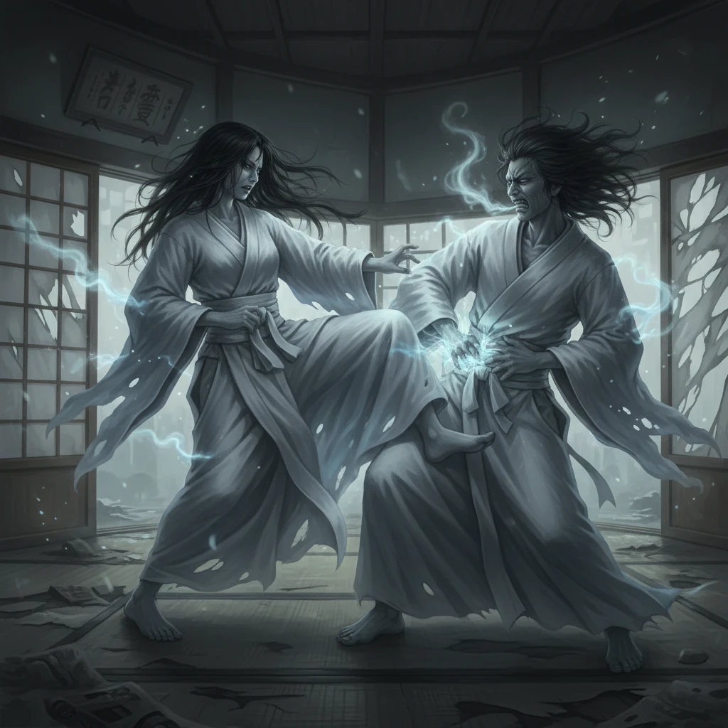 Couple de fantômes japonais en combat à mains nues
