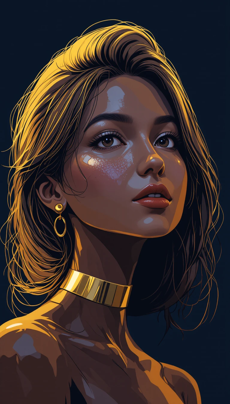 Retrato minimalista de una mujer negra con cabello dorado