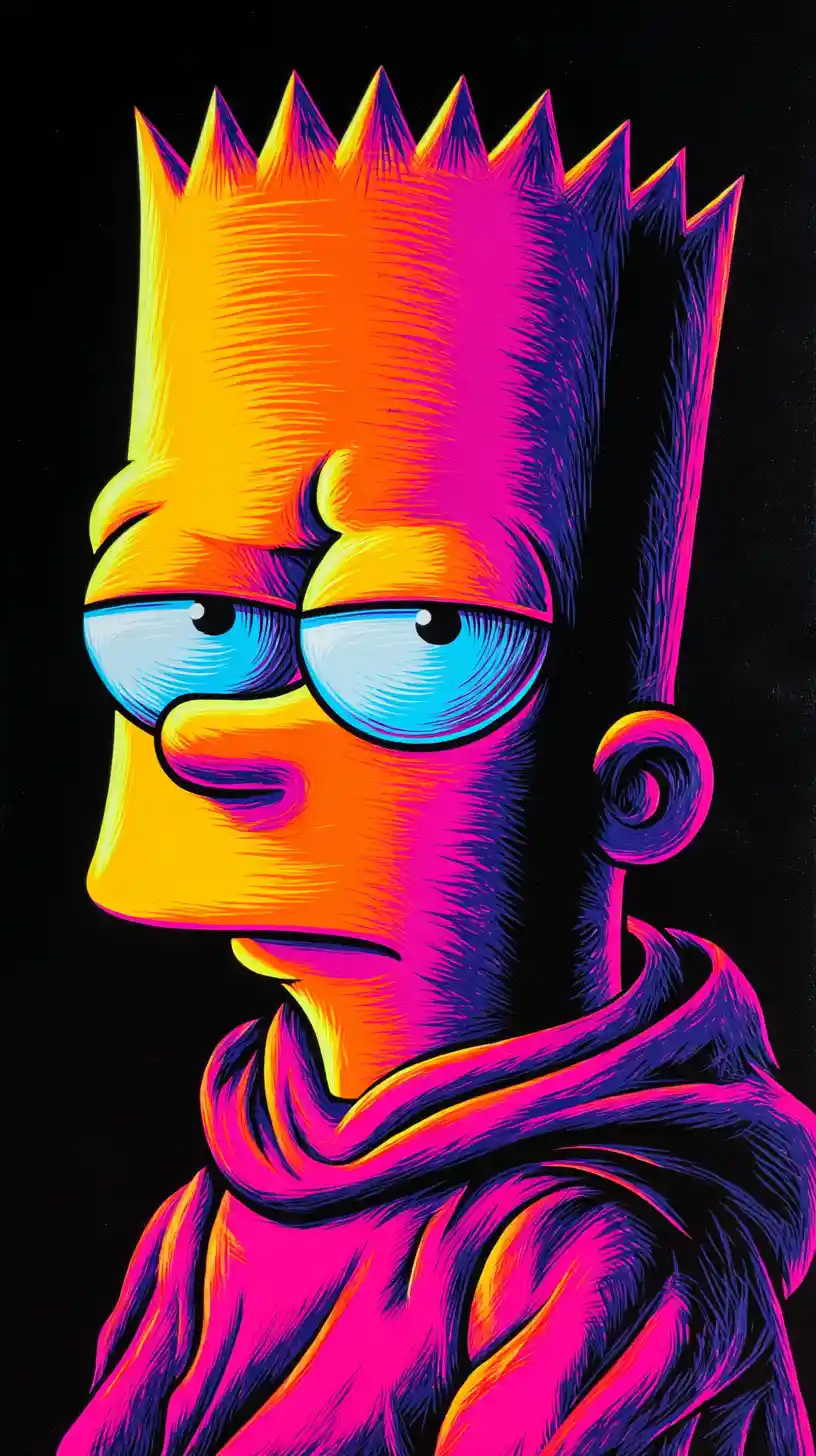 Portrait serré et sombre d’un garçon cartoon néon