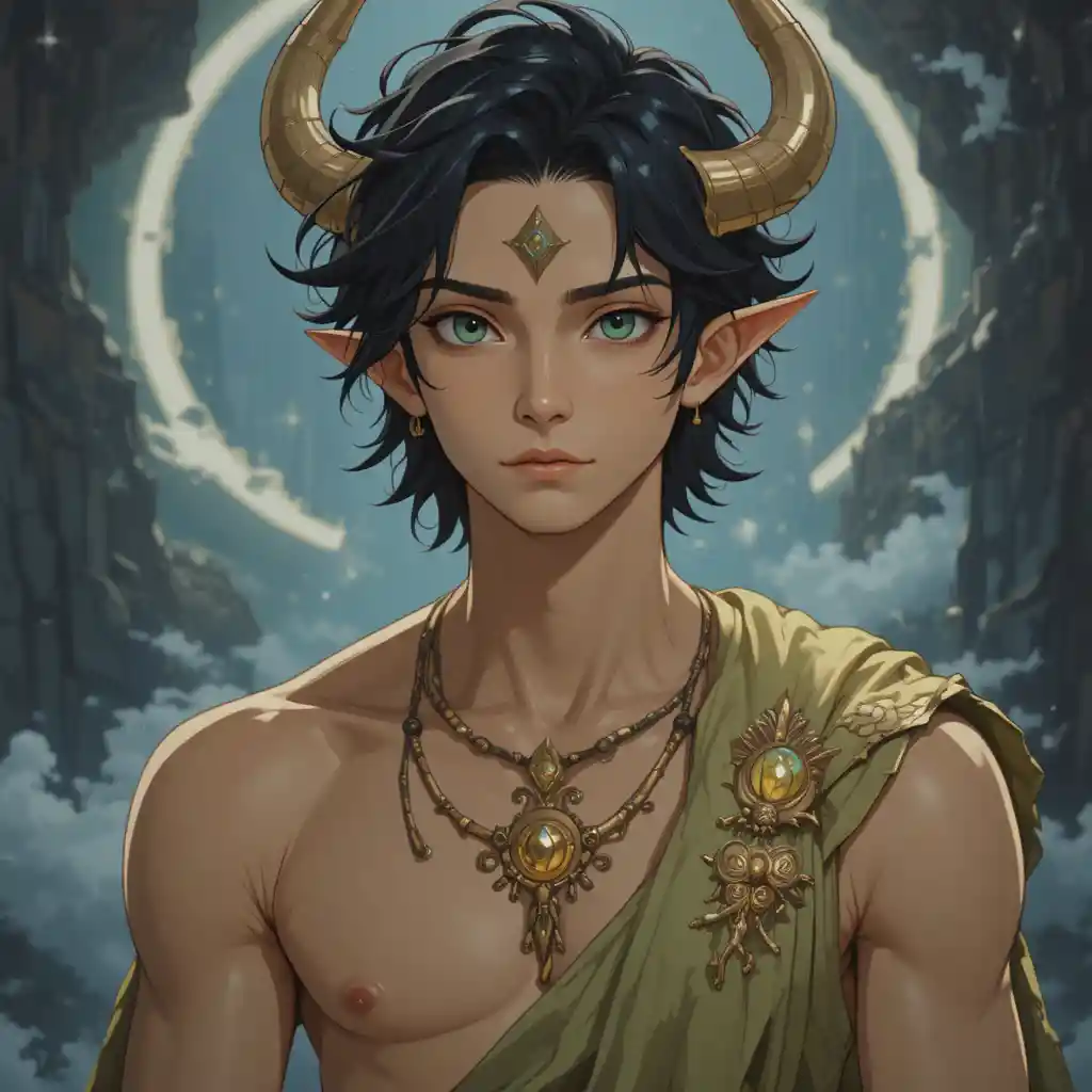 Young green eyed god of sleep in a fantasy world