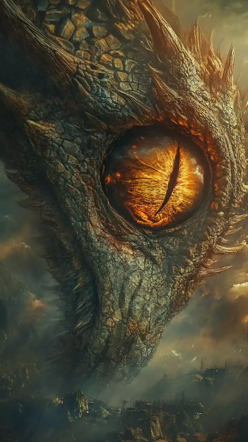 Surreal dragon eye illusion with multiple overlapping images