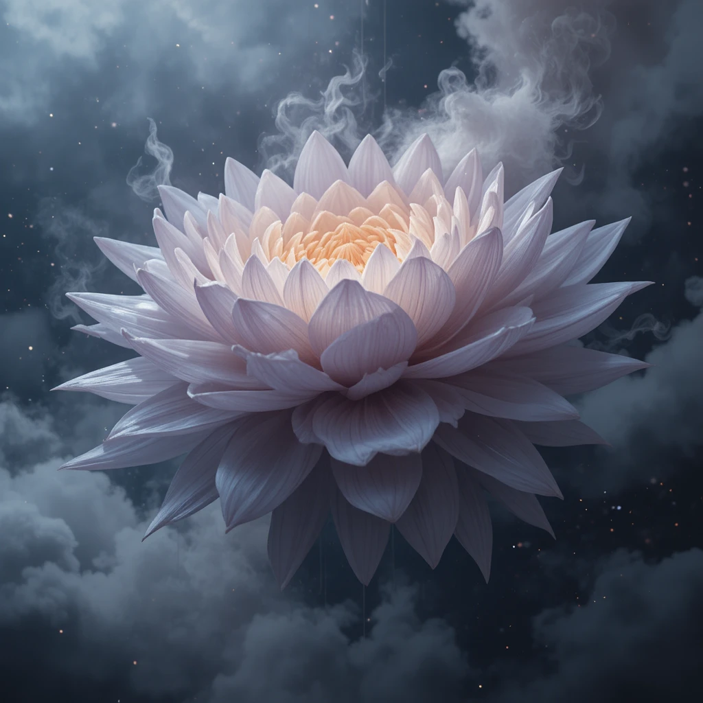 Cosmic flower suspended in a drifting nebula haze