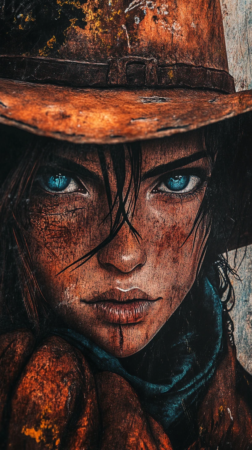 Cowboy de anime em close em um tenso duelo no velho oeste