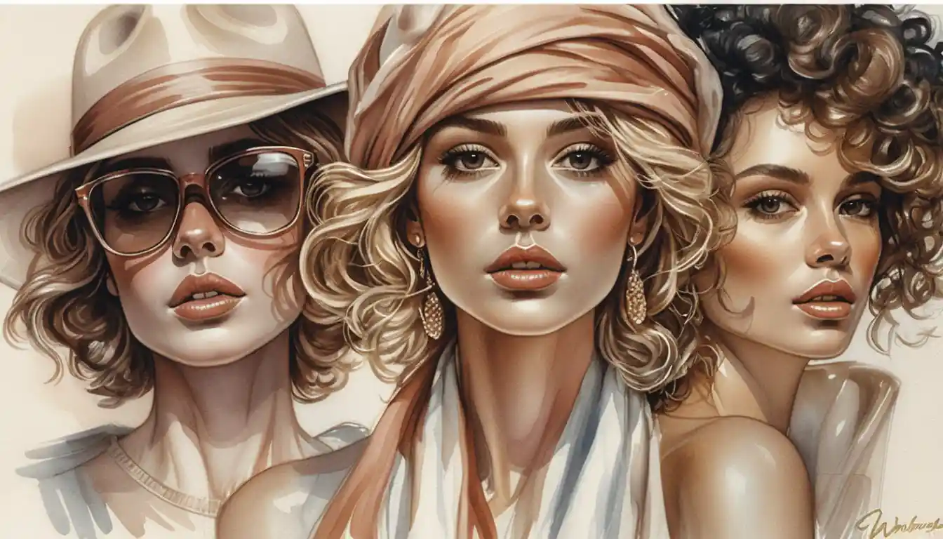 Three stylish women in a retro inspired fashion portrait