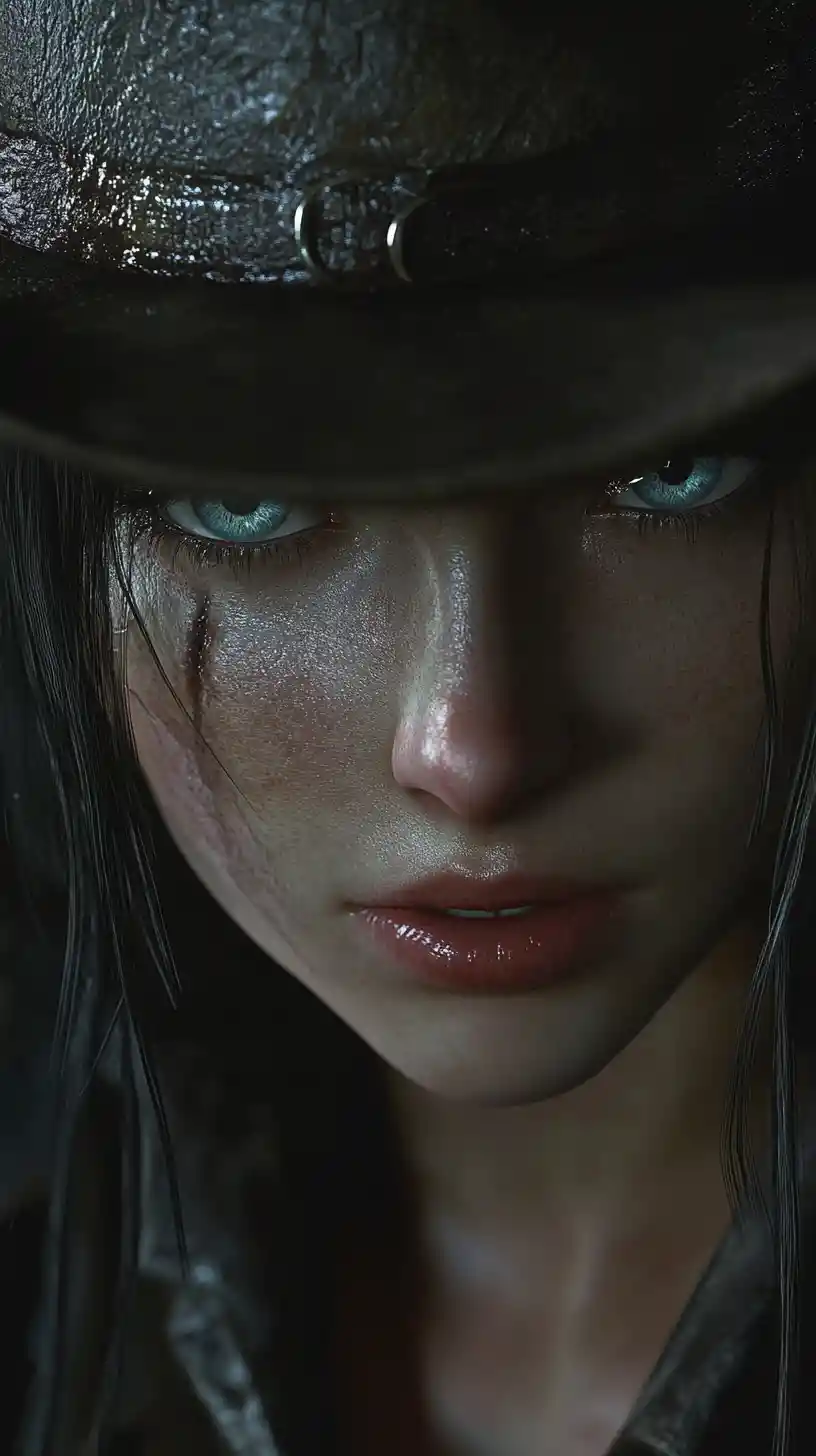 Anime-Cowboy im intensiven Western-Duell aus nächster Nähe