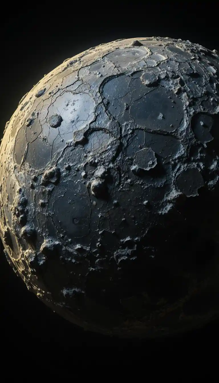Mundo lunar rochoso e craterado em um espaço negro profundo