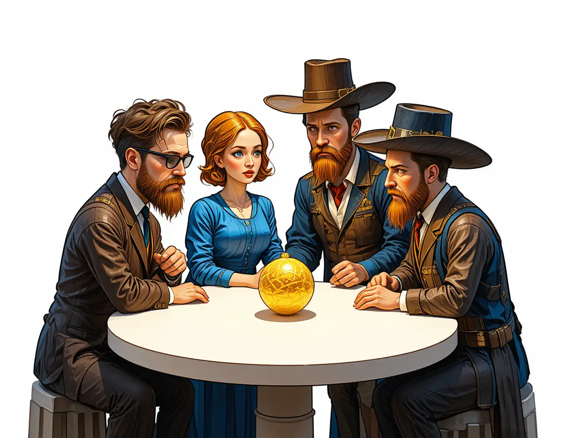 Gruppo low poly che ammira un singolo lingotto d’oro