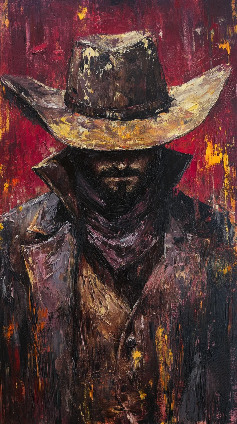 Primo piano anime di un pistolero cowboy solitario