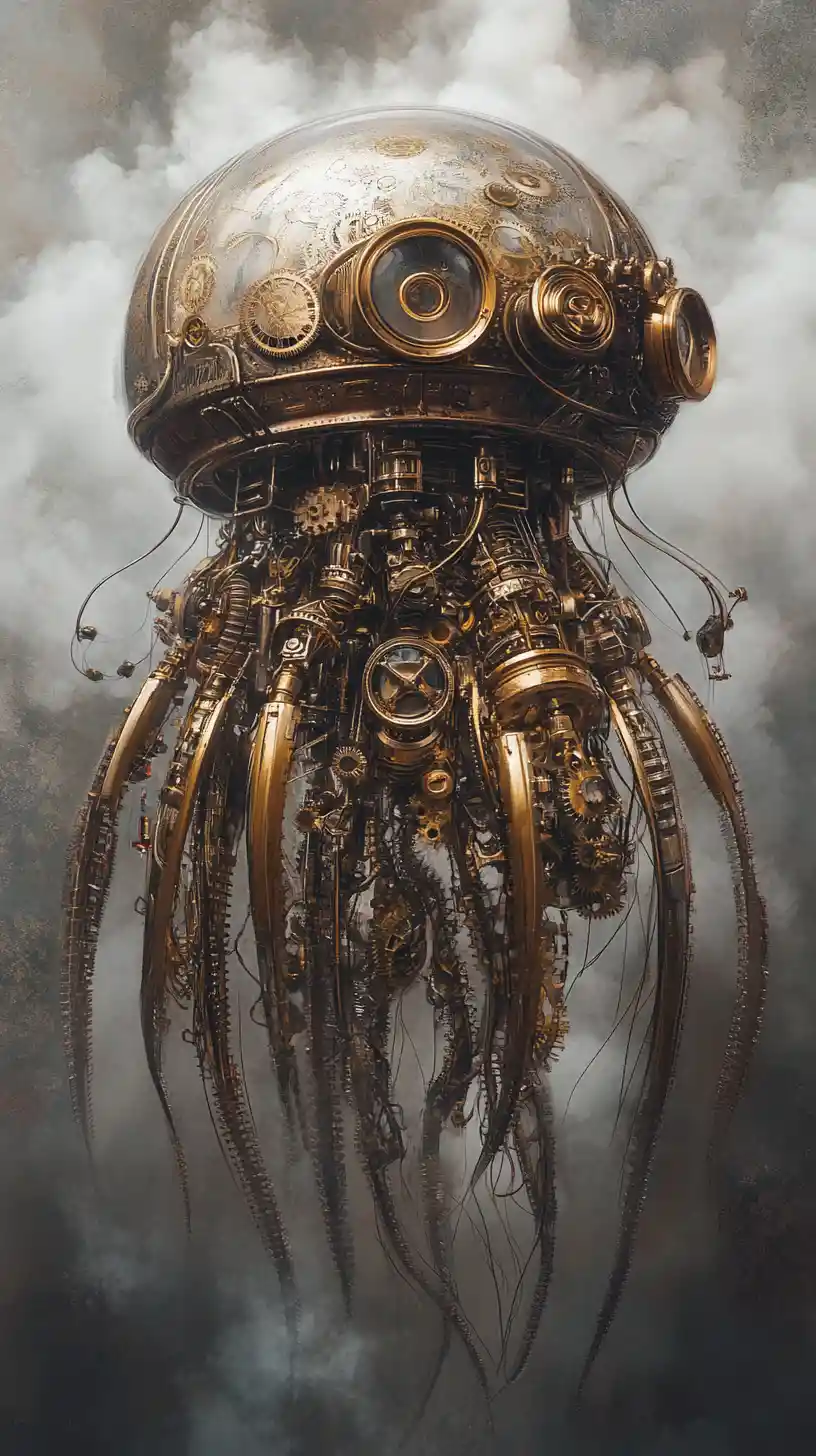 Steampunk-Qualle in einem traumhaften viktorianischen Labor