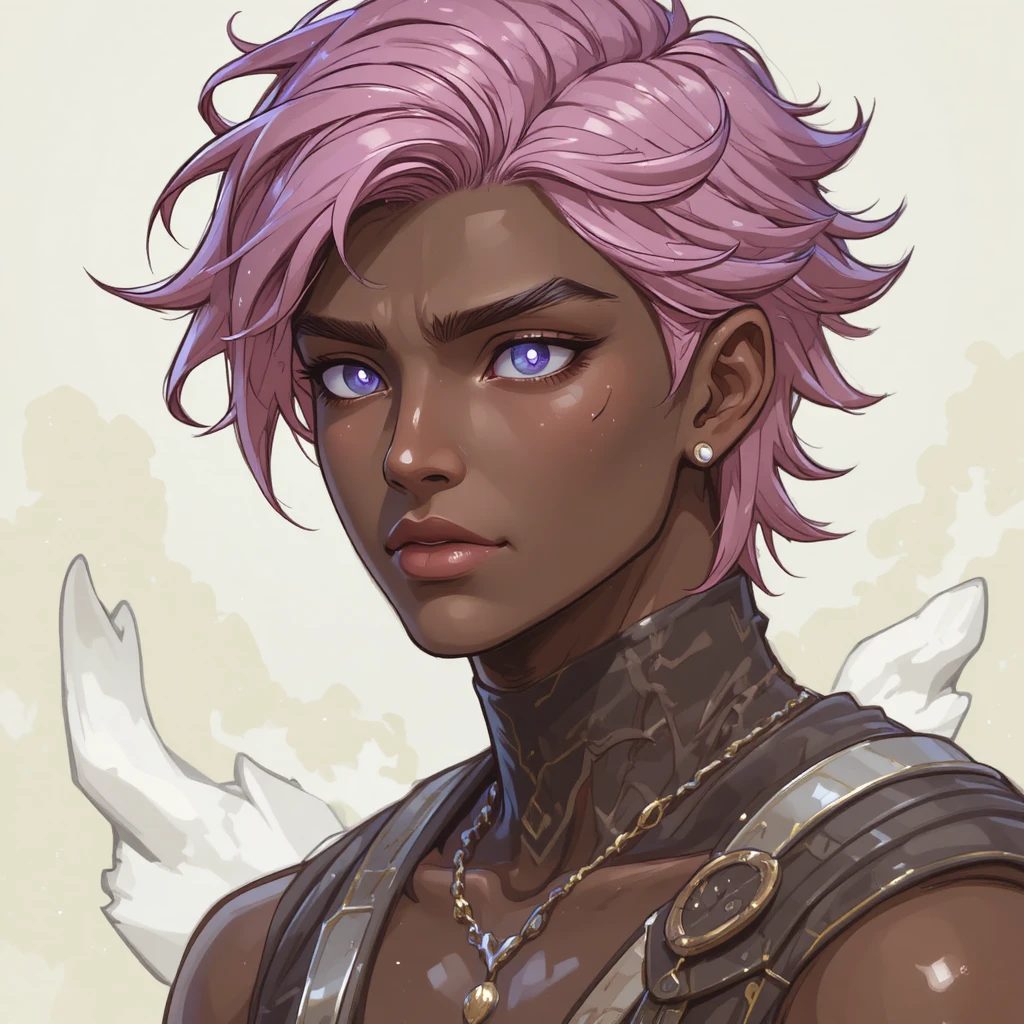 Giovane dio dell’amore dalla pelle scura e dai capelli rosa