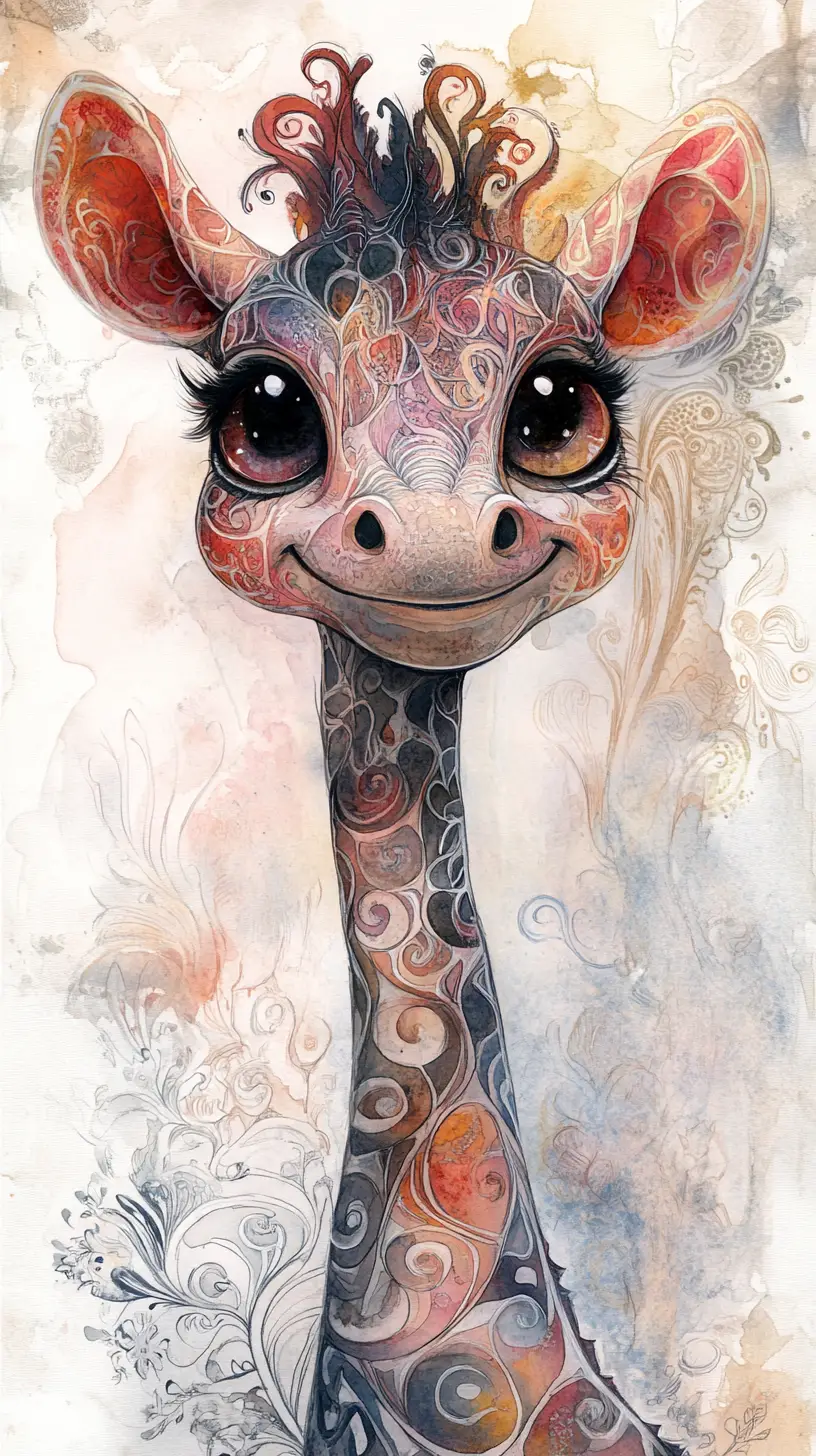 Verspieltes Aquarell eines kleinen lächelnden Zebras