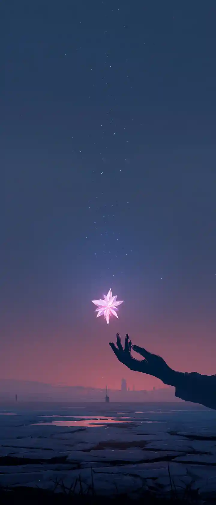 伸手捕捉發光的流星