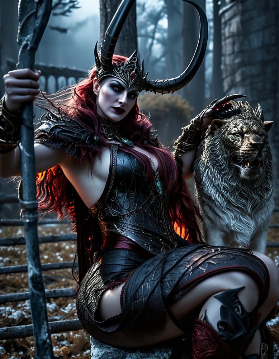 Ethereal woman in a gothic dark fantasy cinematic scene