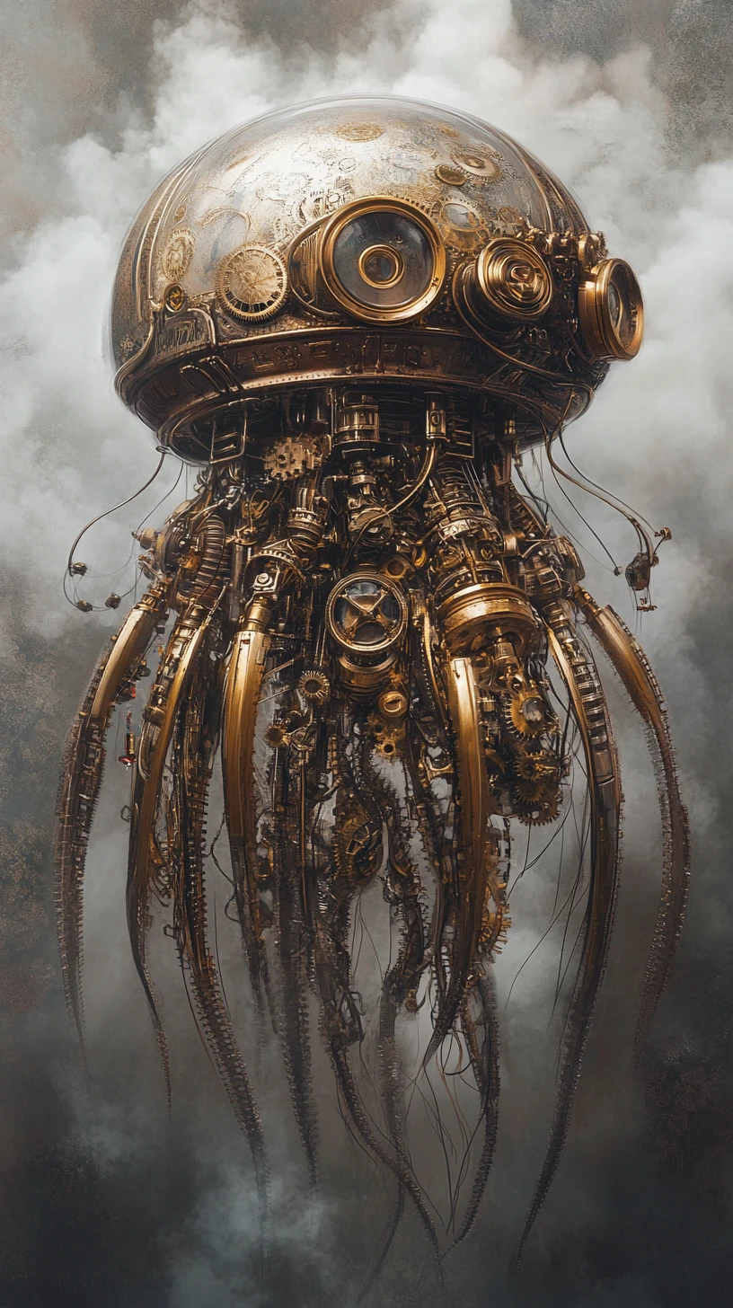 Steampunk-Qualle in einem traumhaften viktorianischen Labor