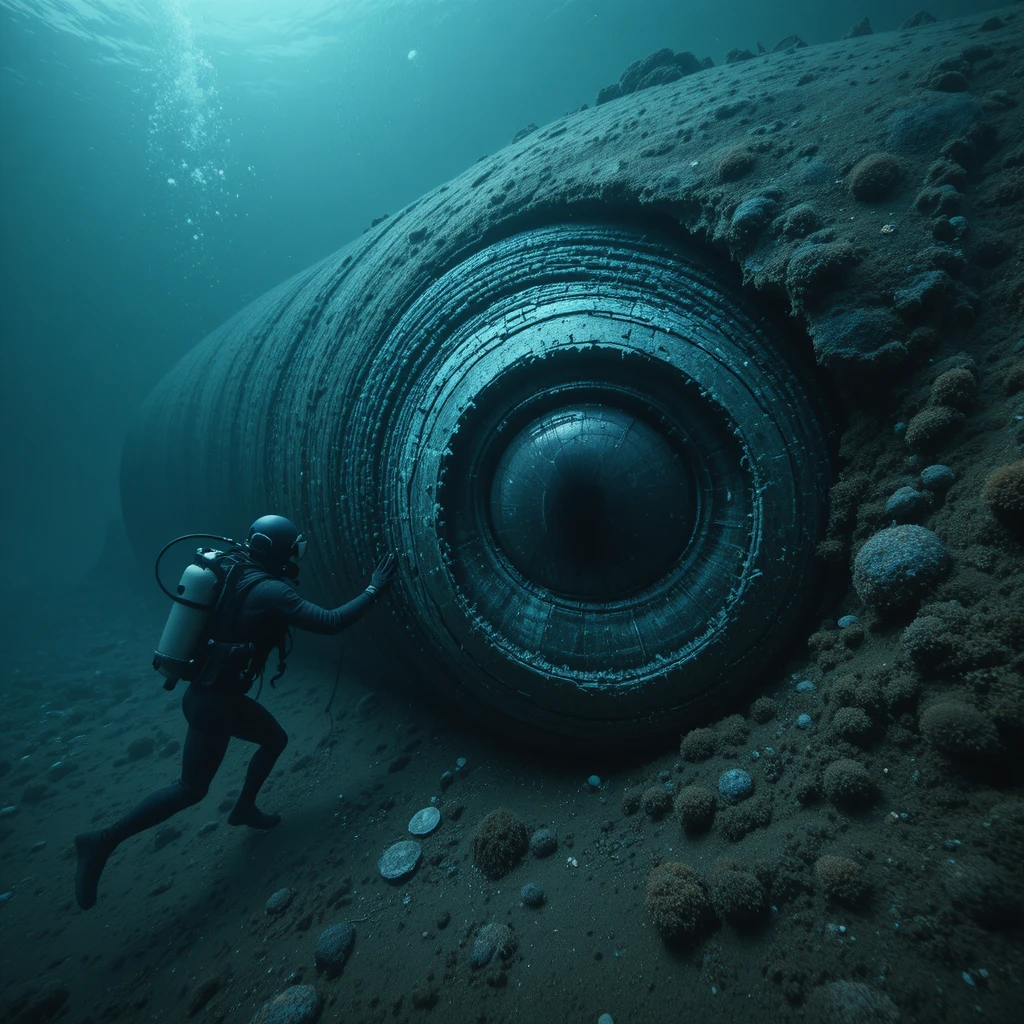 Mergulhador revela monstro marinho colossal sob a areia do oceano