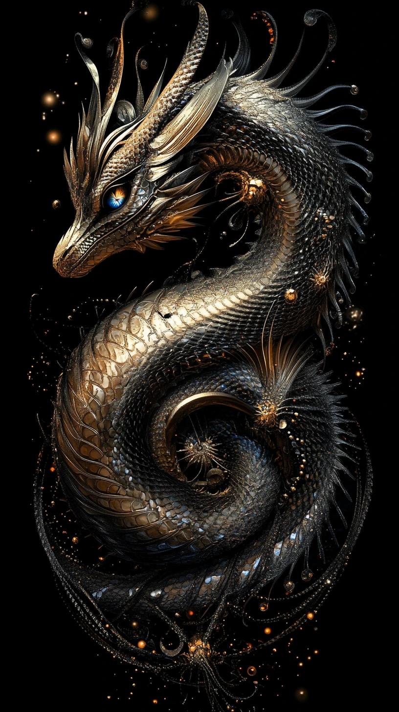 Dragon fantastique inquiétant surgissant d’un royaume sombre et déformé