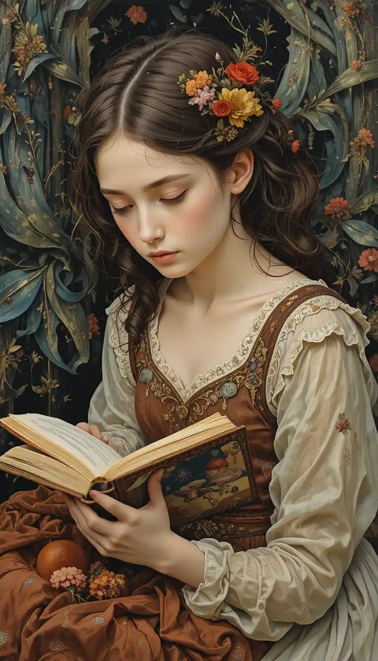 Colorful fantasy oil painting of beautiful childrens books