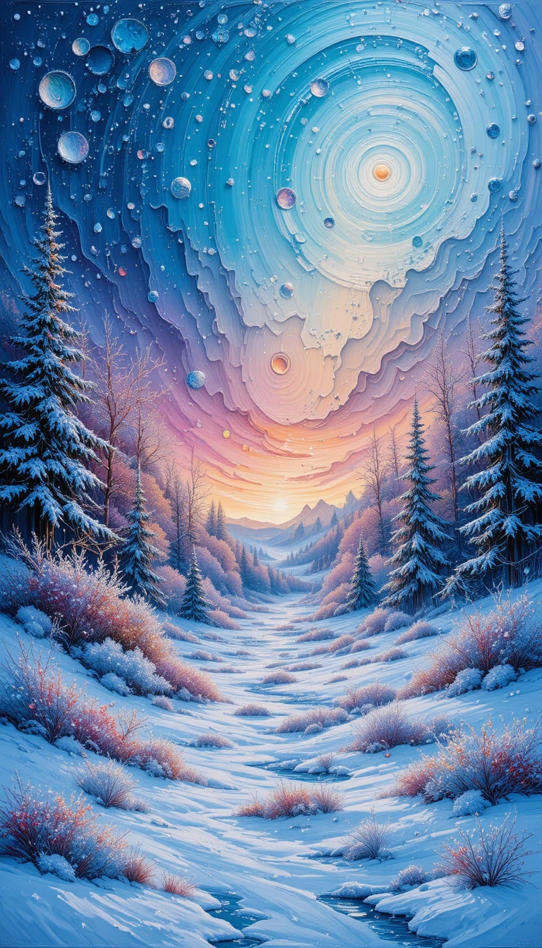 Serene Acrylic Painting Of A Colorful Winter Landscape