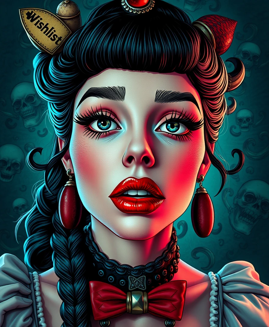 Femme de bande dessinée surréaliste dans un monde pop surréaliste vibrant