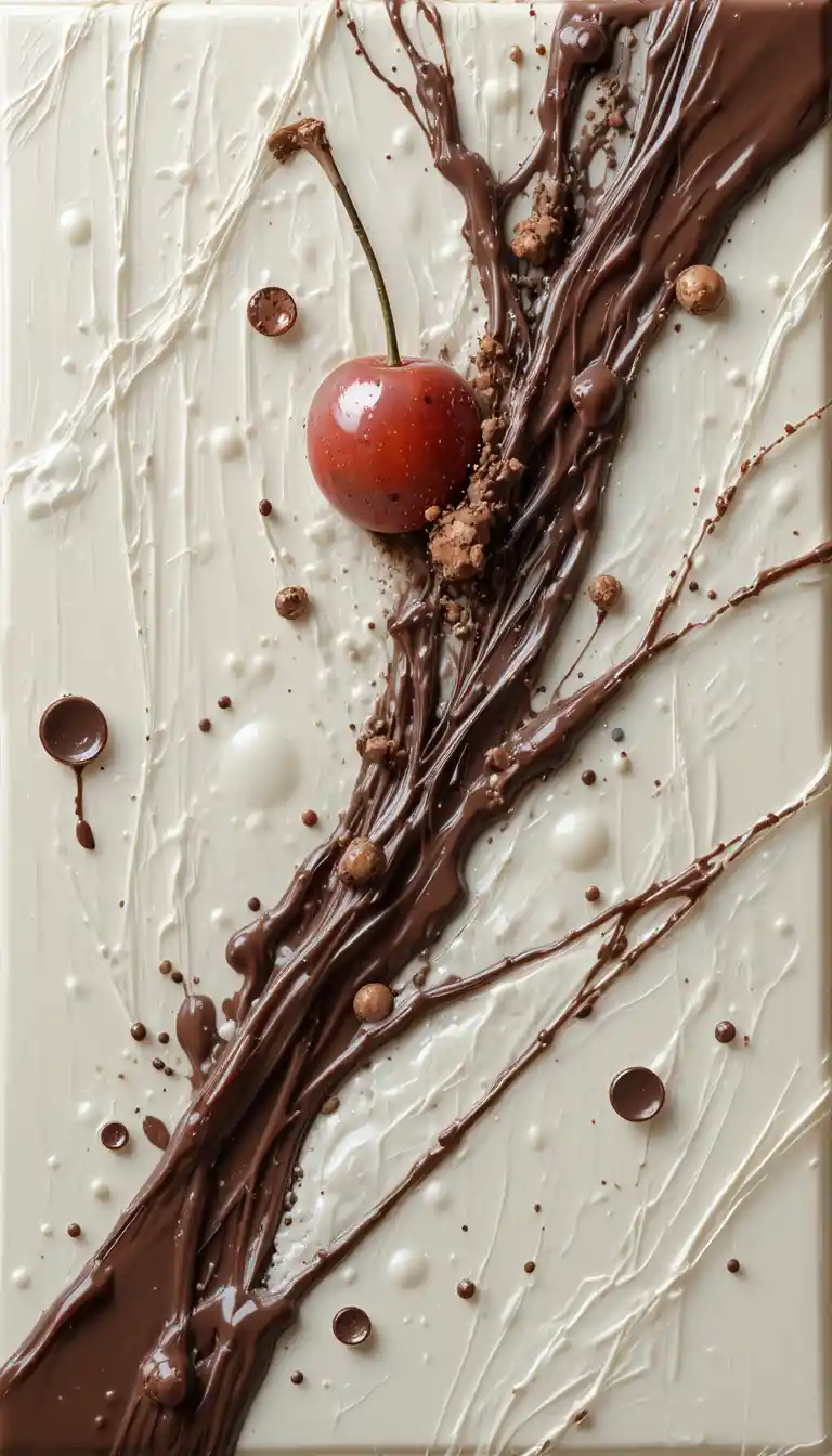 Primo piano di pittura digitale di cioccolato con frutta secca e frutta