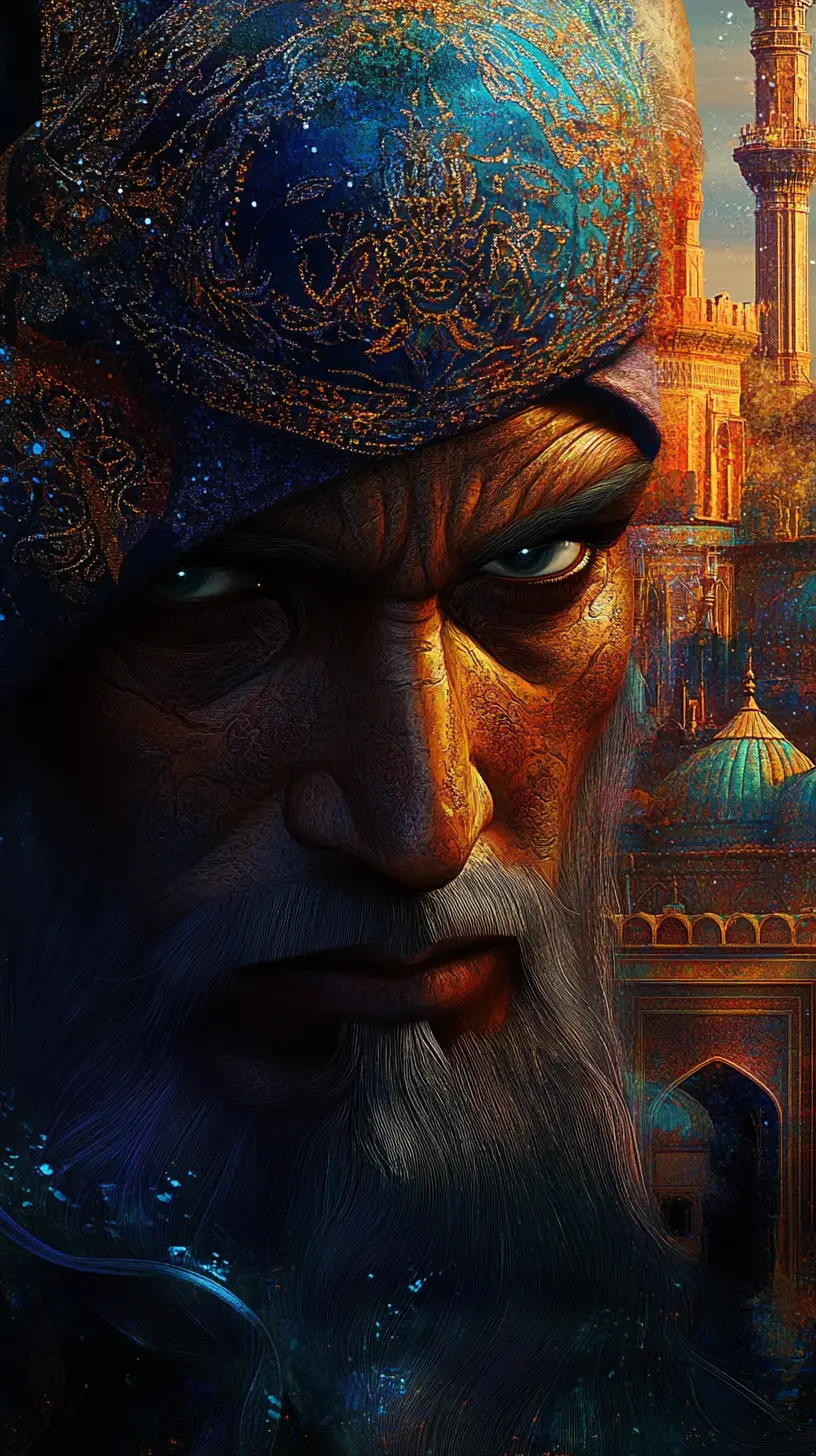 Portrait rapproché d’un puissant génie oriental - illustration