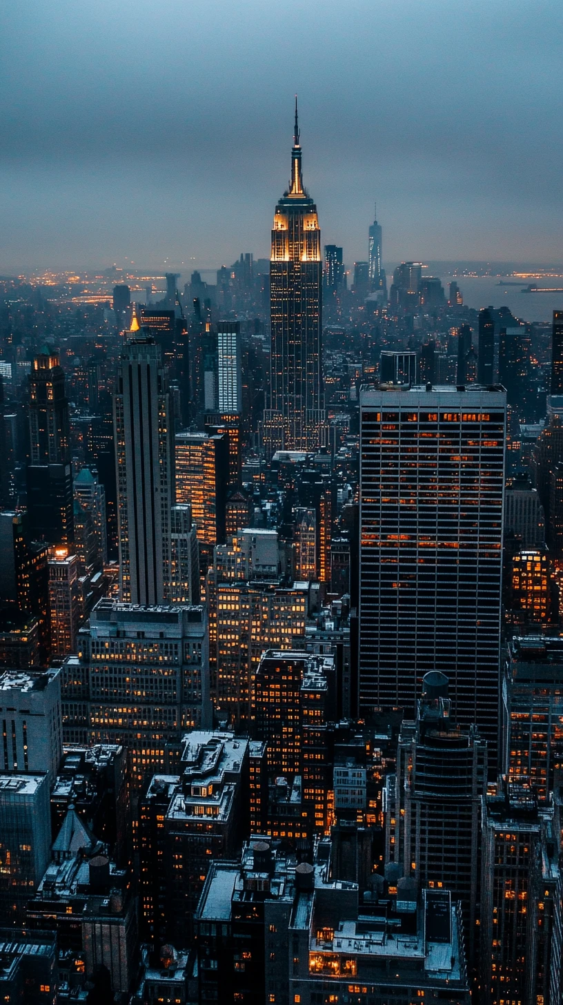 New York City Skyline leuchtend im nächtlichen Lichterglanz