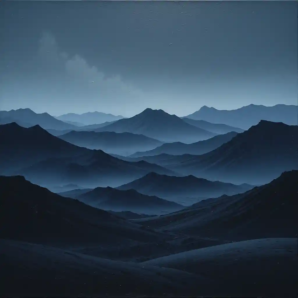 Minimale dunkle Berglandschaft mit geschichteter Schattierung