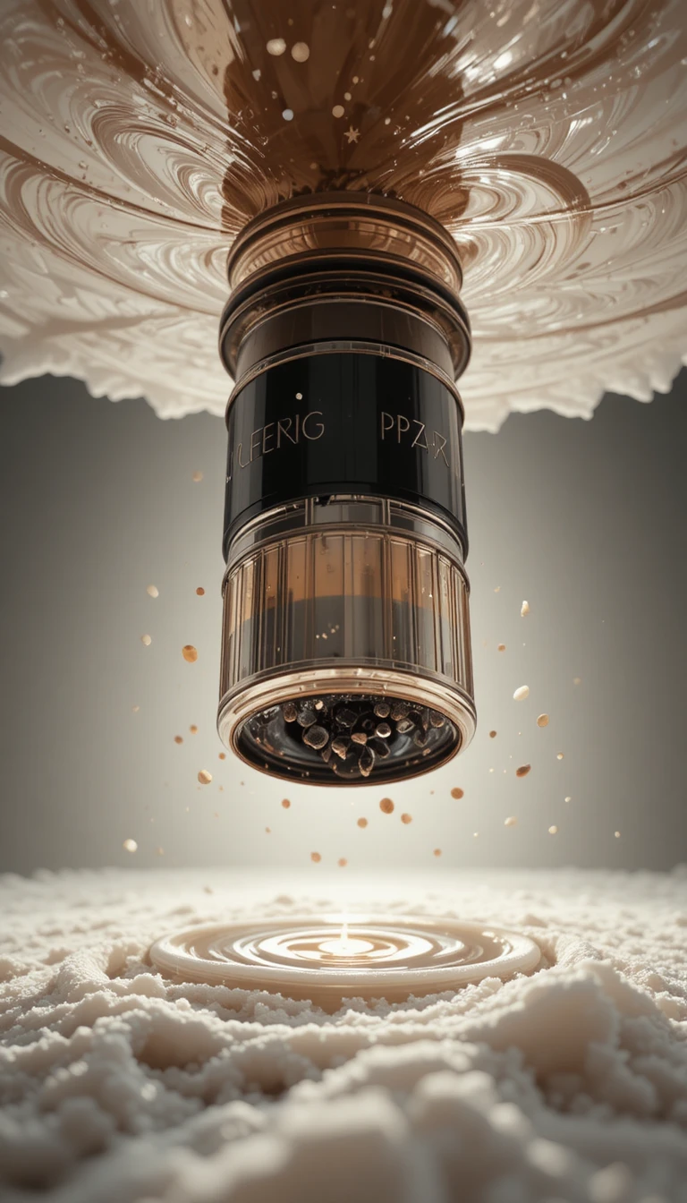 Abstrakter Winterkaffee, der über einen Farbverlaufshintergrund wirbelt