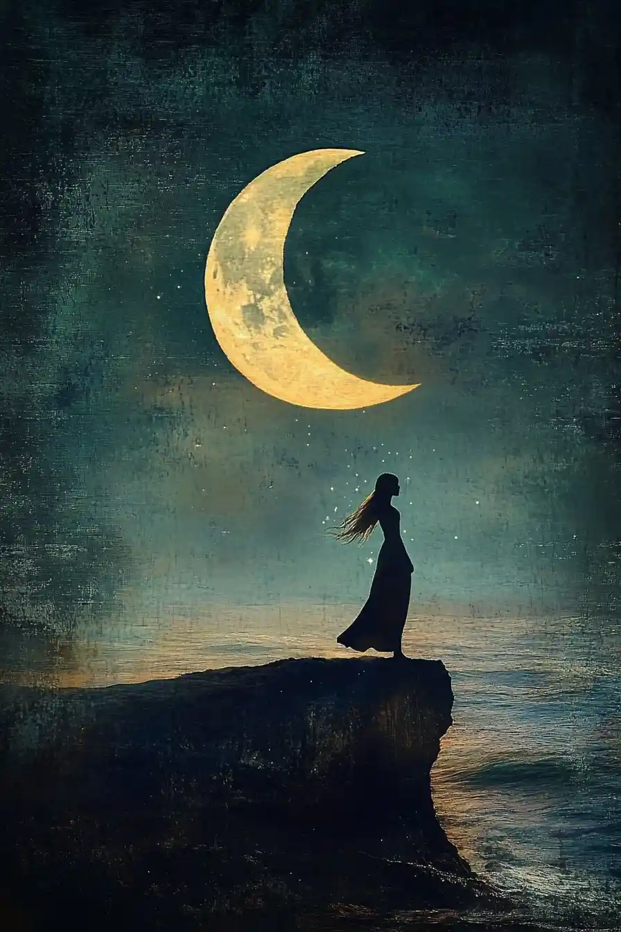 Serene cosmic space under a dark new moon night
