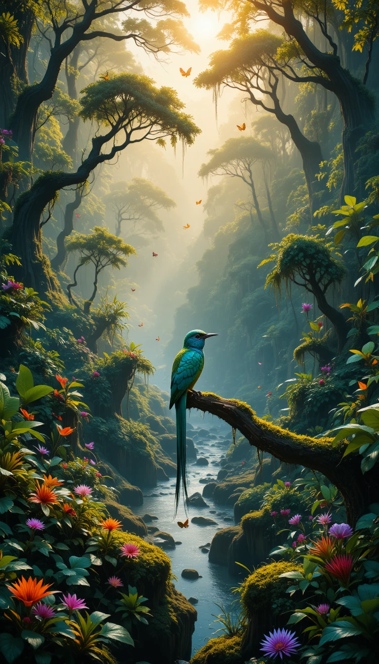 Pássaro tropical colorido na mística selva da Nicarágua