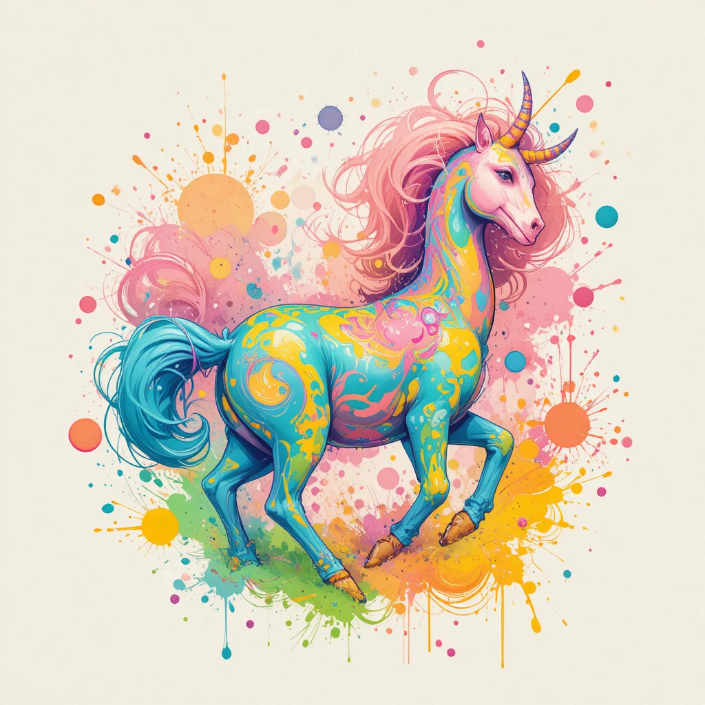 Hippo ludique et coloré aux tourbillons de motifs abstraits pastel