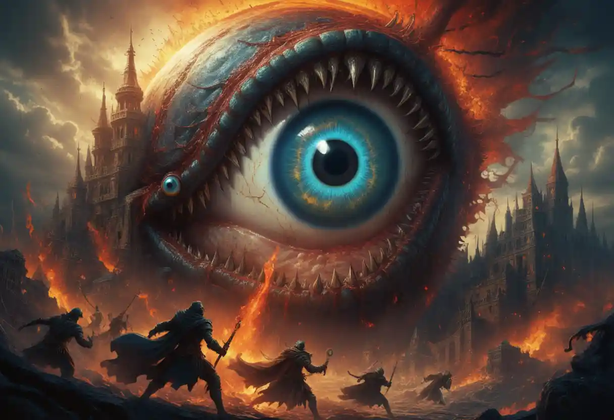 Gigantic Evil Eye Monster With Teeth In Fantasy Artwork