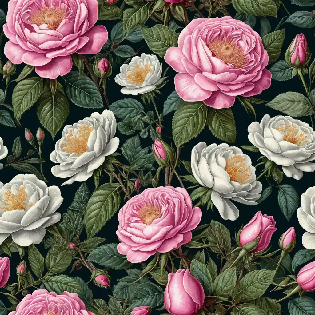 Colorful graphic flyer with detailed roses illustration
