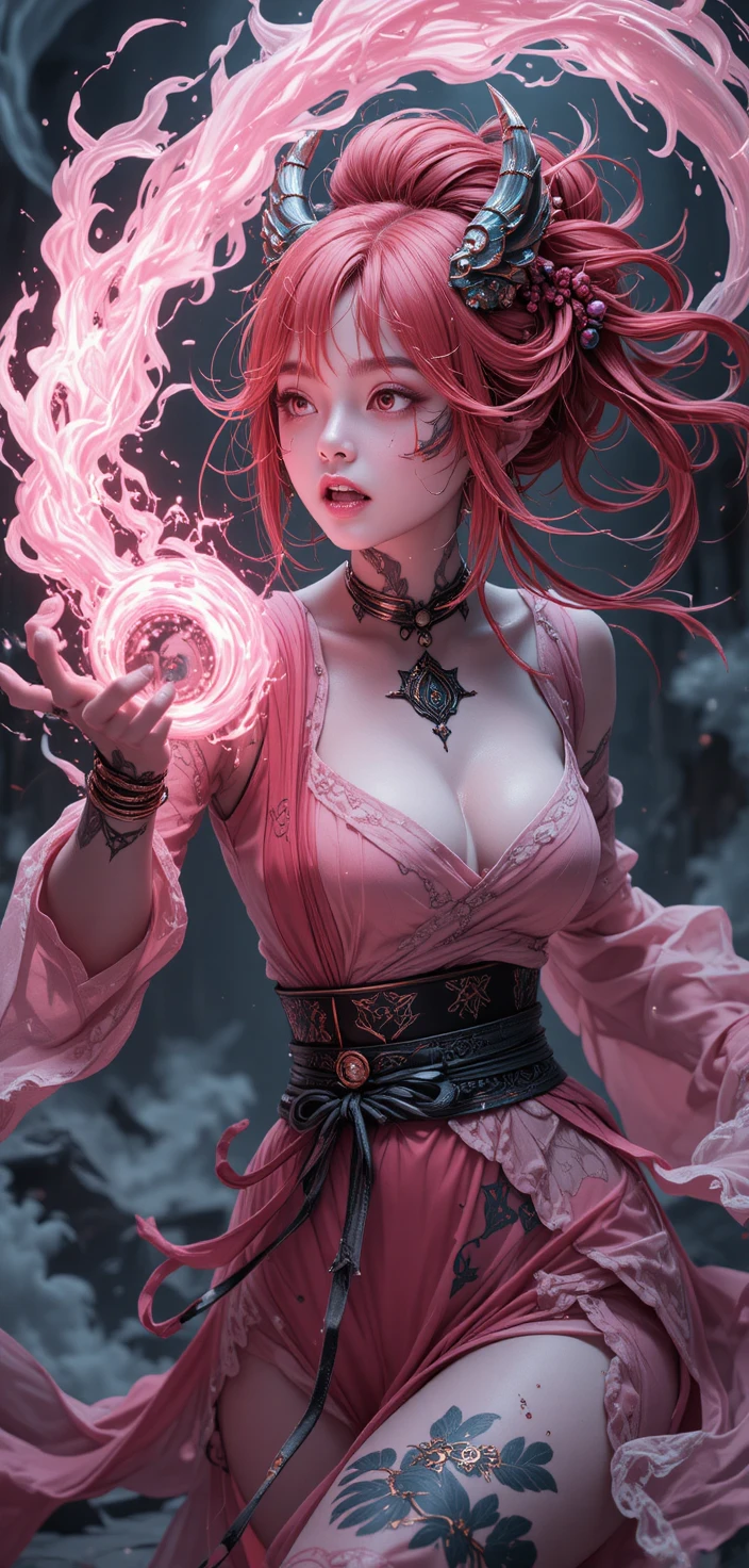 Filigree armored warrior woman before a white fairy tale palace