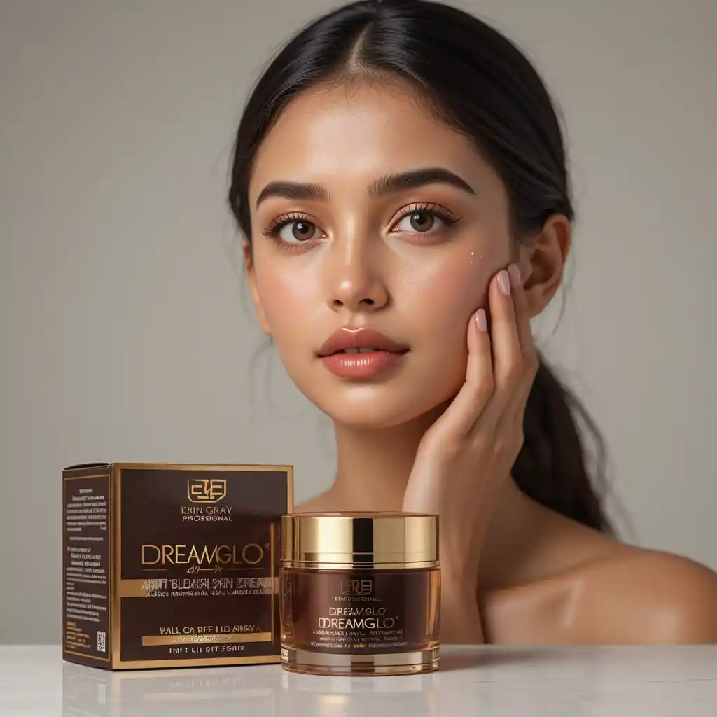 Indian woman applying face cream in studio beauty shot
