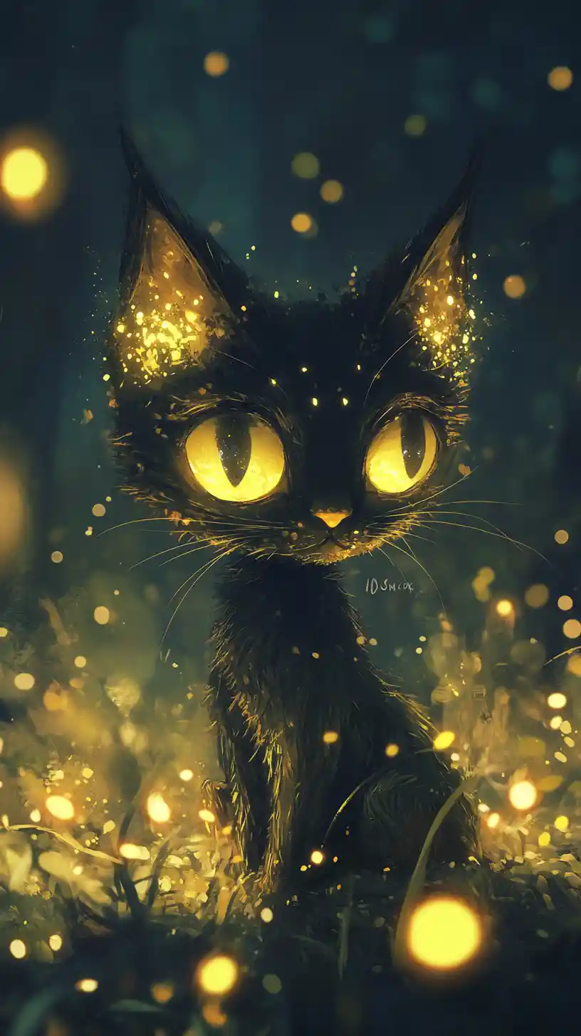 Cute fantasy creature illustration with big shining eyes