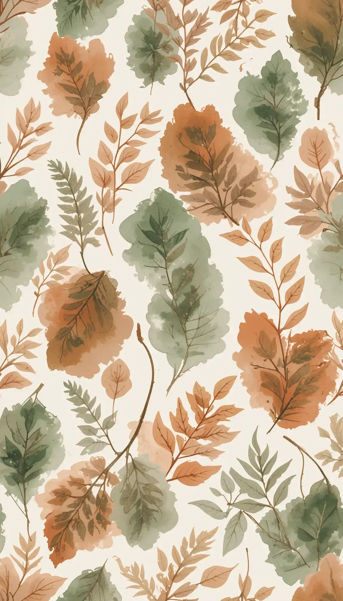 Seamless organic pattern with delicate leaves and soft texture