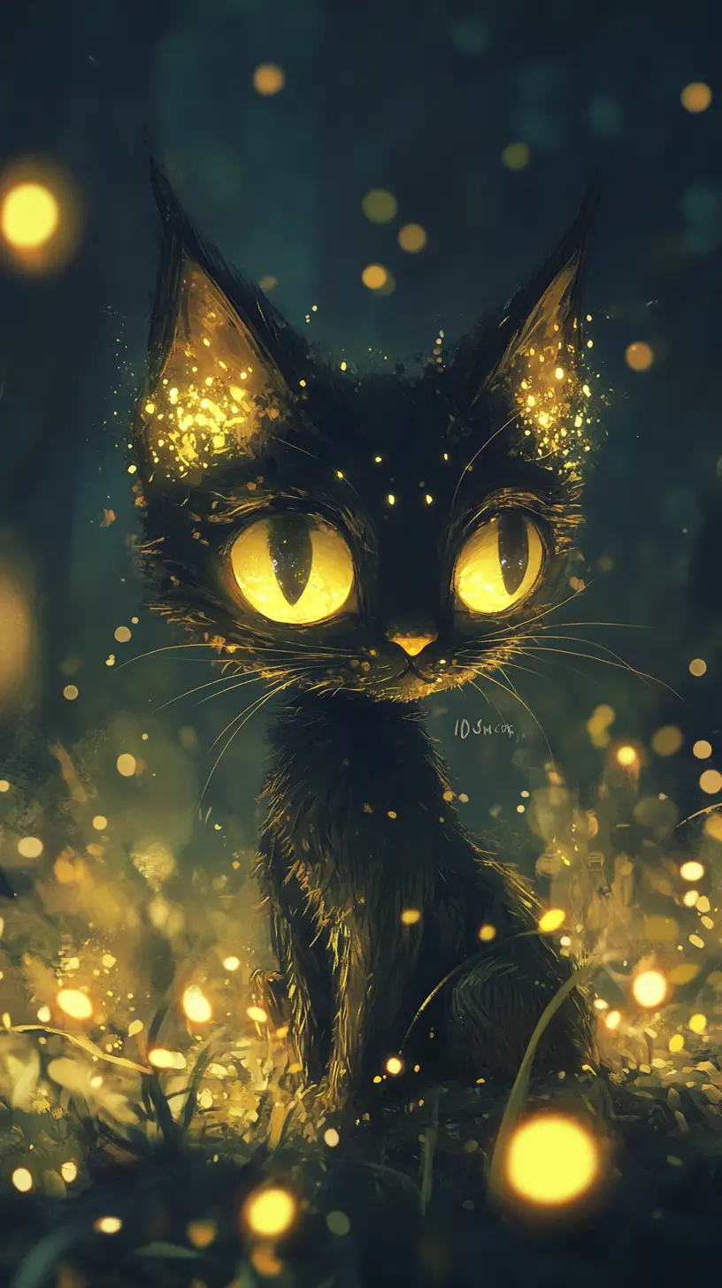 Süße Fantasy-Kreatur Illustration mit großen funkelnden Augen