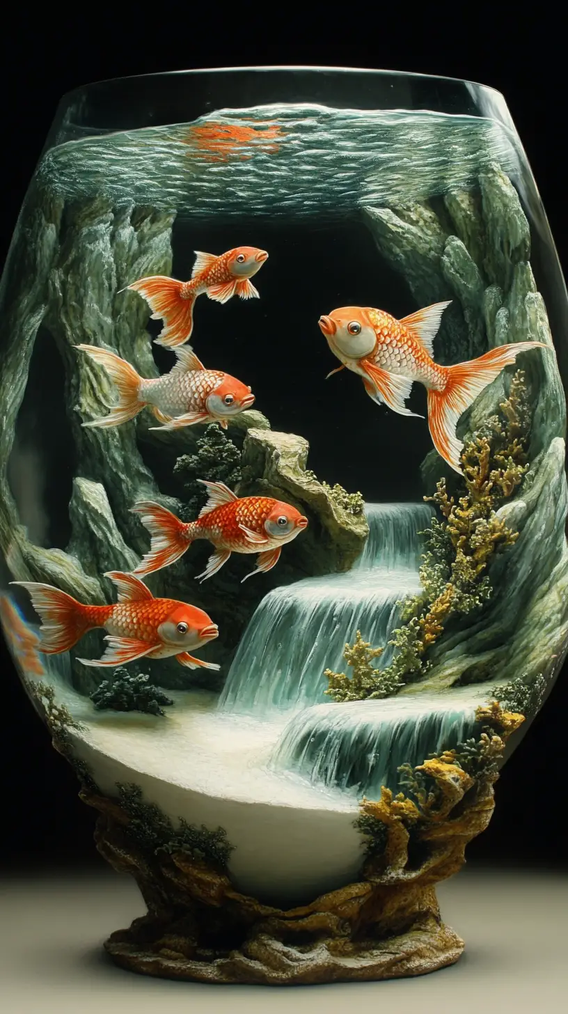 Surreale Illusionsszene mit trügerischer Goldfischglas-Vision